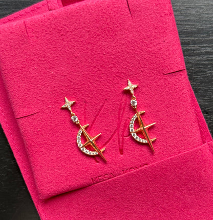 NEW Celestial Earrings - 18 k warm Gold Plated