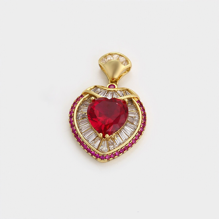 Ruby Heart Necklace - 14 k Gold plated