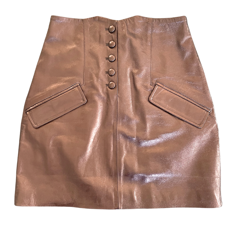 Talina Leather - A Line Skirt - Bronze