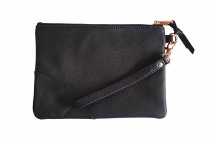 Leather wristlet pouch bag - Classic Black