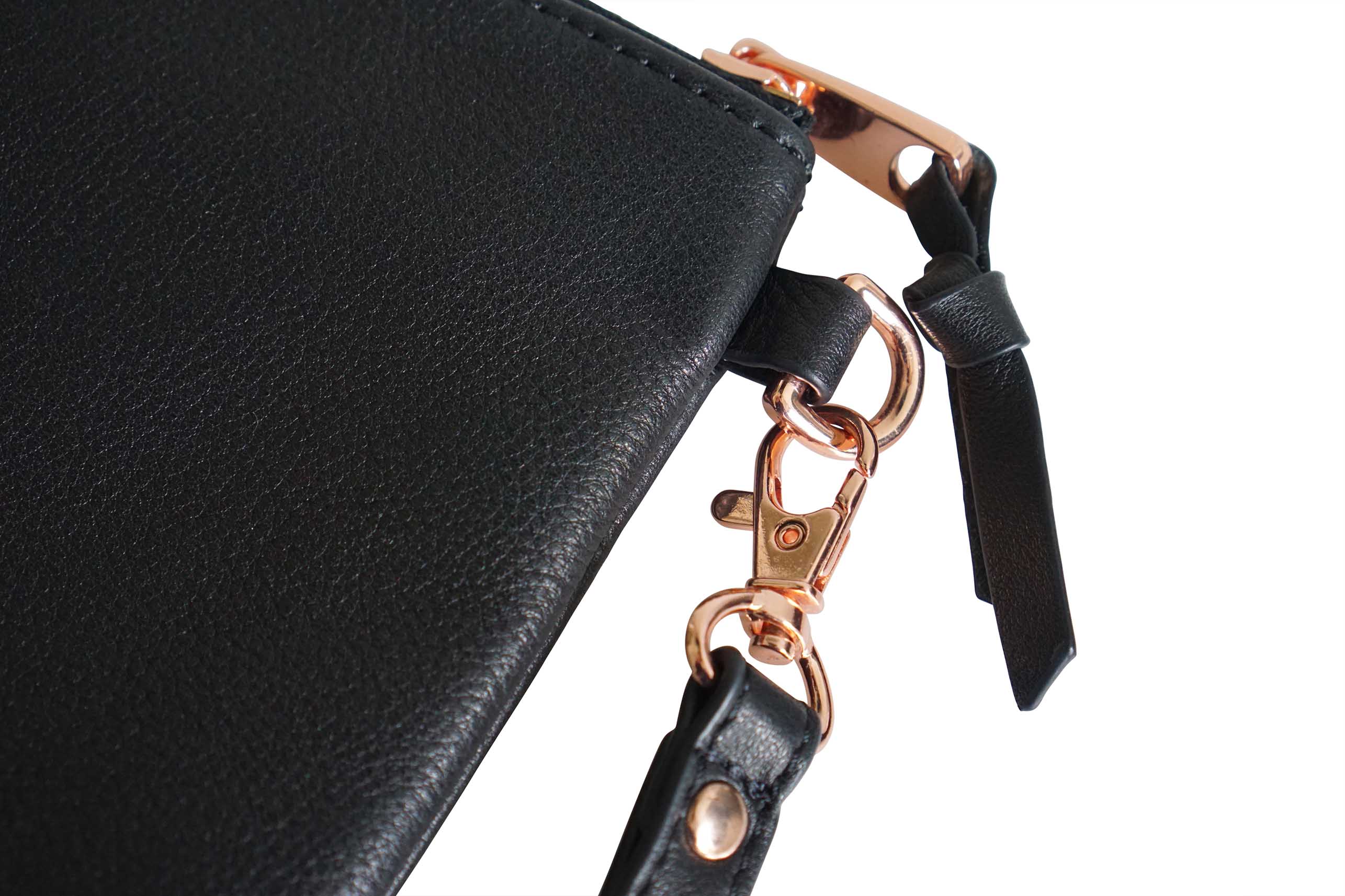 Leather wristlet pouch bag - Classic Black