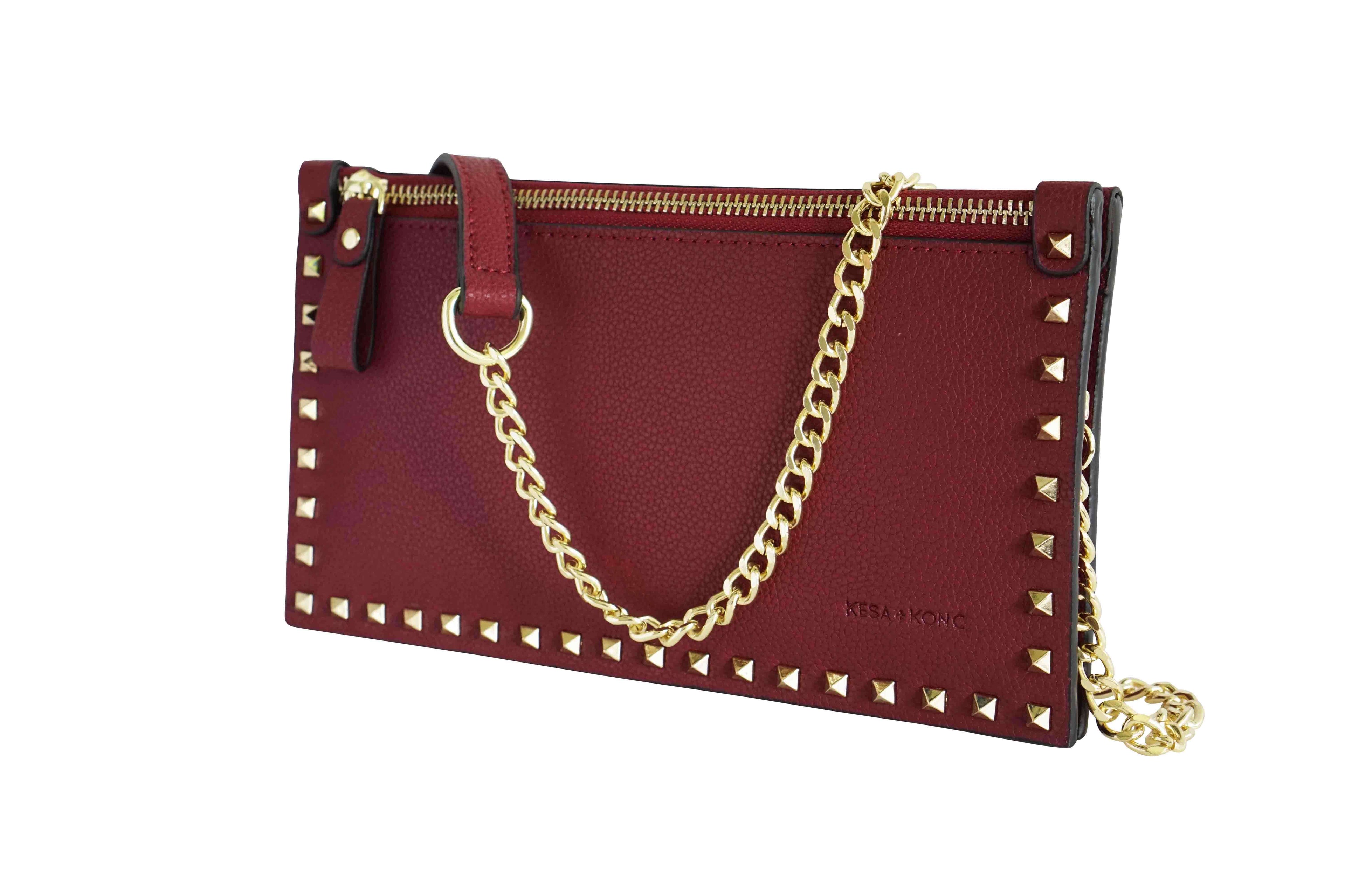 Studded Clutch Crossbody bag - Inka Wine Red