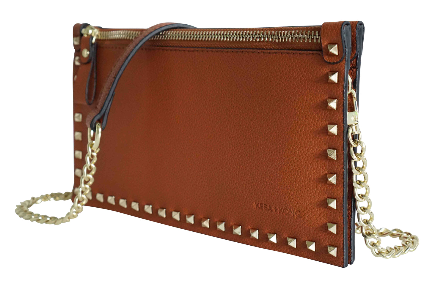 Studded clutch crossbody bag - Inka Tan