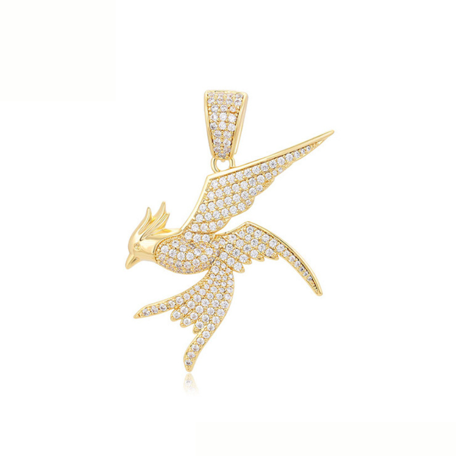 Song Bird necklace and pendant - 14 k gold plated