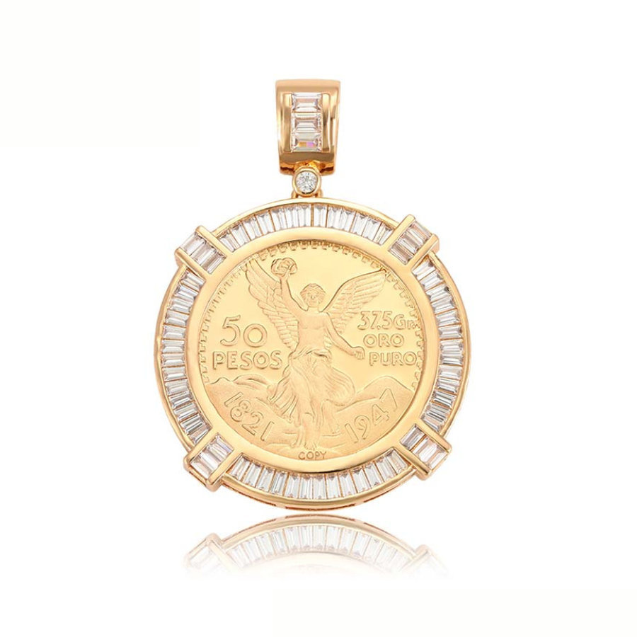 Dahlia Medallion Necklace and Pendant - 18 k warm gold