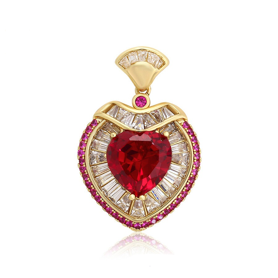 Ruby Heart Necklace - 14 k Gold plated