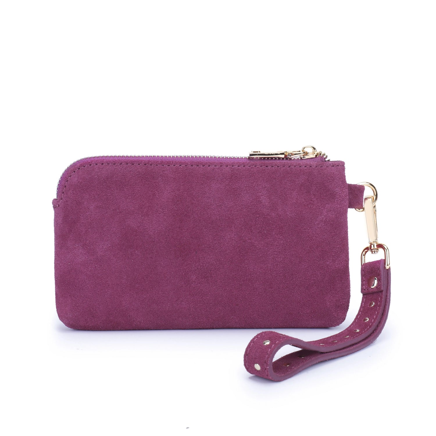 Sahana studded - Wild Berry Suede Phone wallet