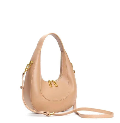 Fallon Shoulder Half Moon Bag - Latte