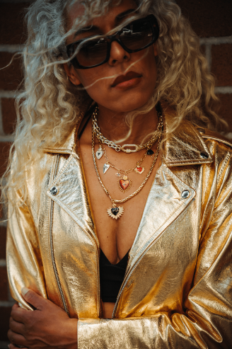 Gold rush premium metallic leather jacket