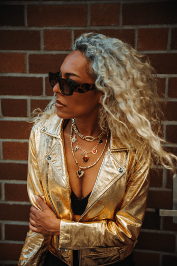 Gold rush premium metallic leather jacket