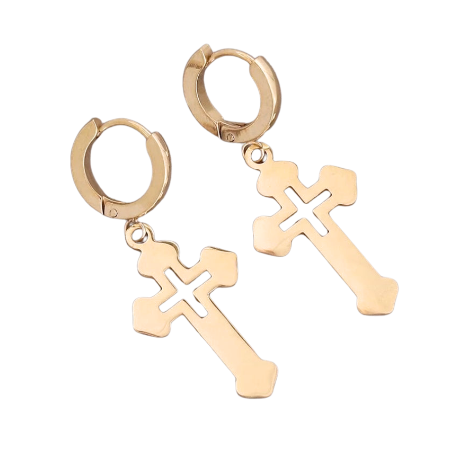 Linetta Cross Gold 18k plated earrings