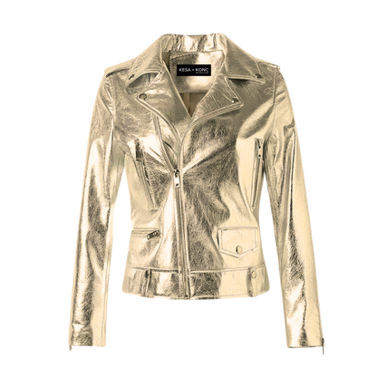 Gold rush premium metallic leather jacket KESA and KONC