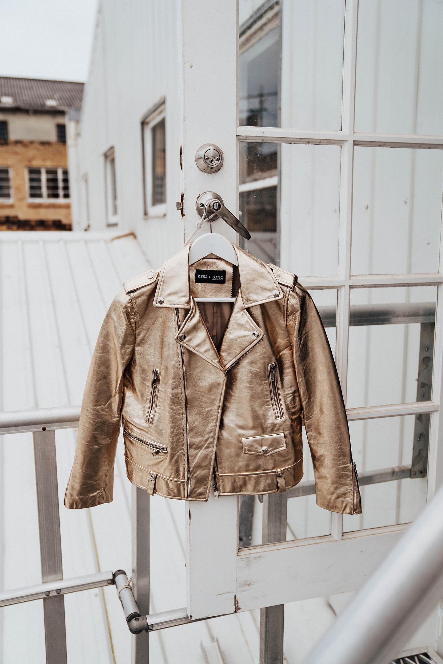 Gold rush premium metallic leather jacket