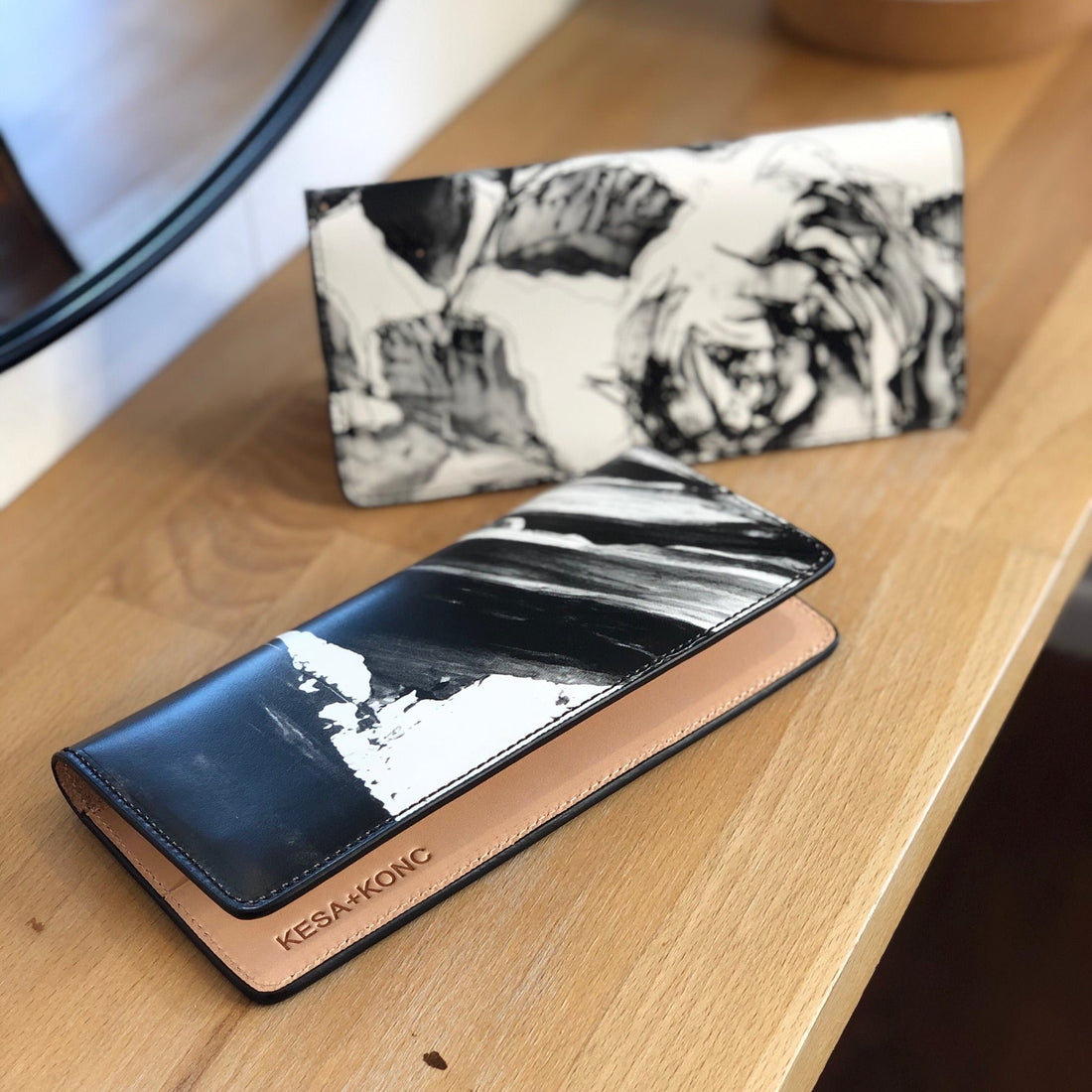 Leather Card Wallet Mali Rae - Black