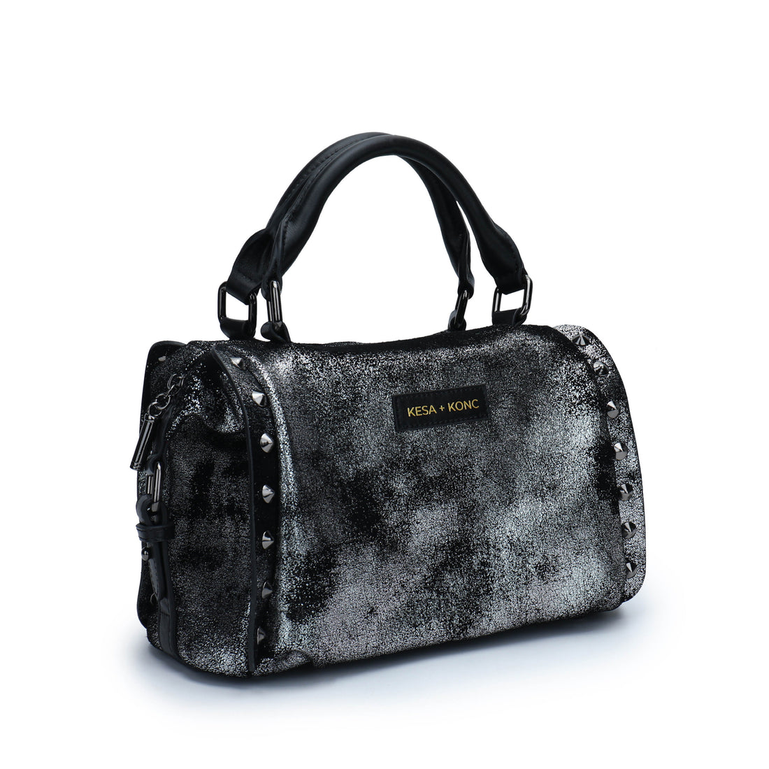 Star Gaze Studded Barrel bag - Gunmetal Leather