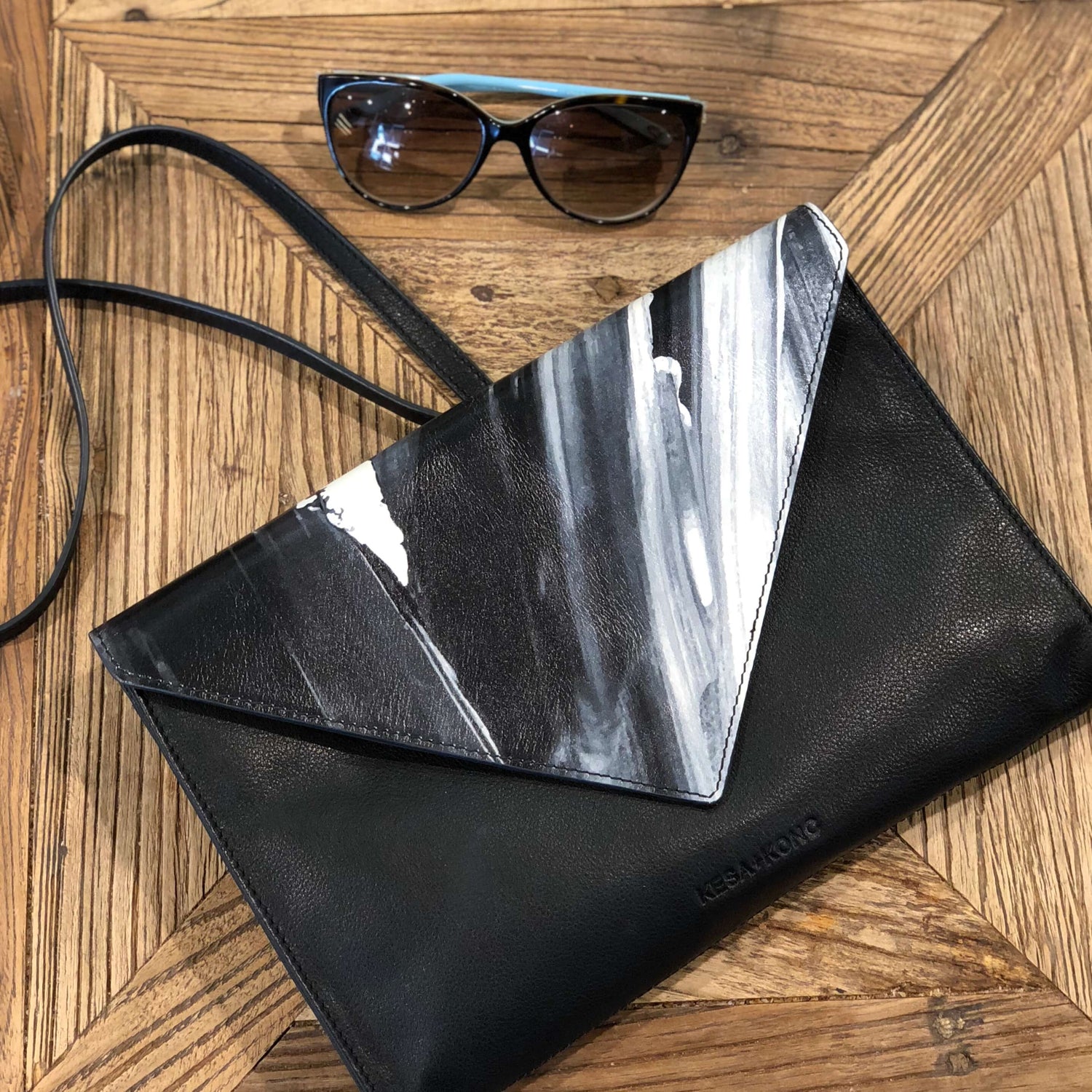 Leather Clutch bag - Mali Rae Black