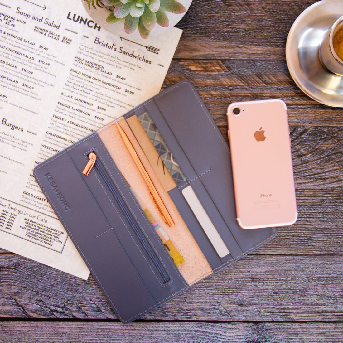 Leather Card Wallet - Classic Luna Grey
