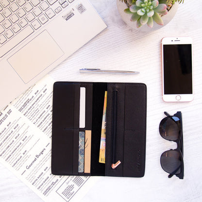 Leather Money and Card Wallet - Classic Black