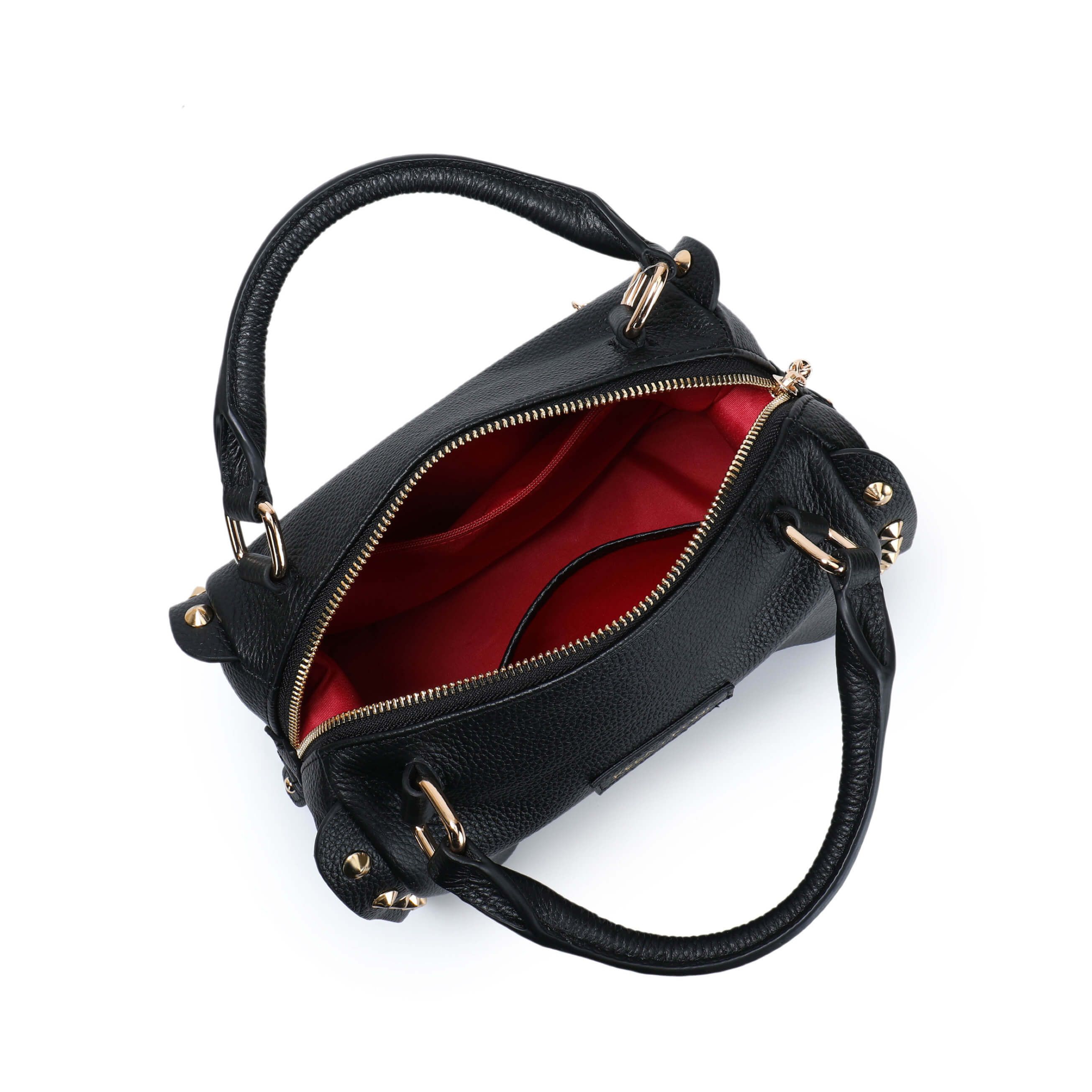 Nero Onyx Studded Barrel Bag - Black Leather