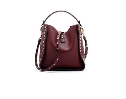 SOLD OUT Studded leather bucket bag - Inka Wine Red