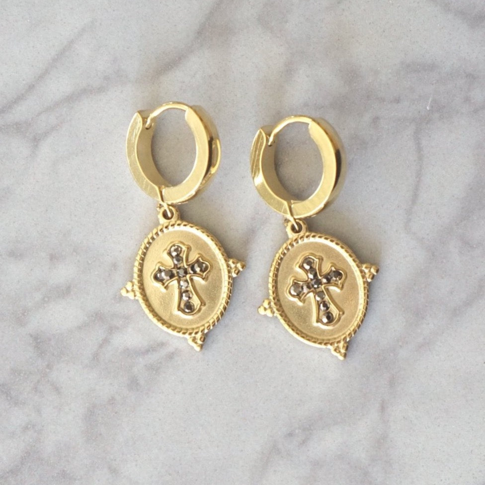 Mia Round Gold 18k plated Earrings