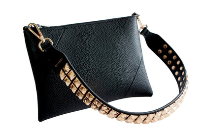 Gold studded bag strap - Dalia Mid length