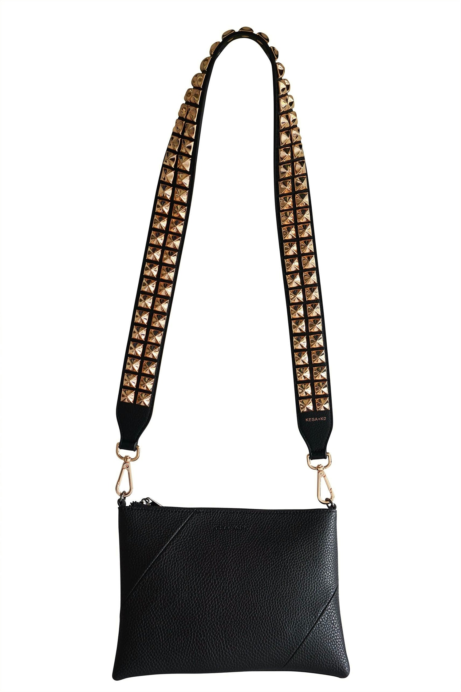 Warm Gold studded bag strap - Dalia Long length