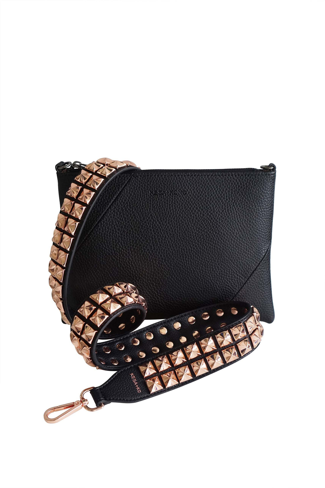 Warm Gold studded bag strap - Dalia Long length