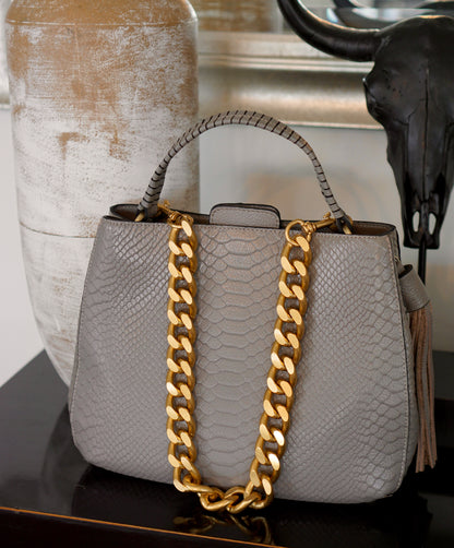 Leather handbag with Gold Chain - Marlene Taupe