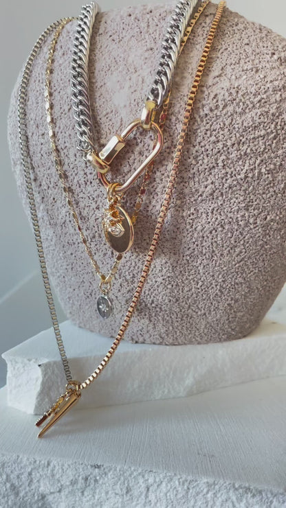 Sun Solace - Silver and Gold layered Carabiner Necklace