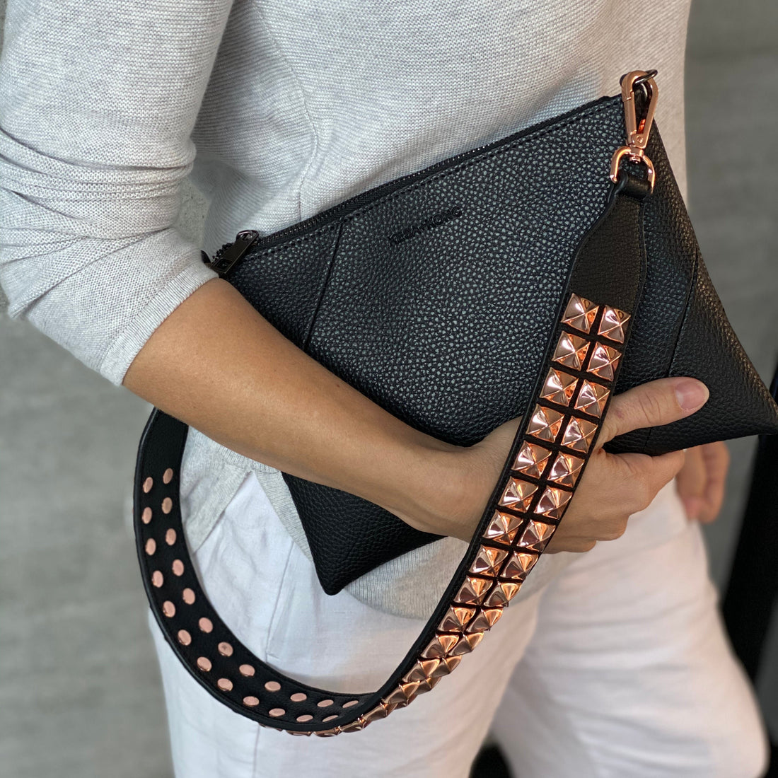 Rose Gold studded bag strap - Dalia Mid length