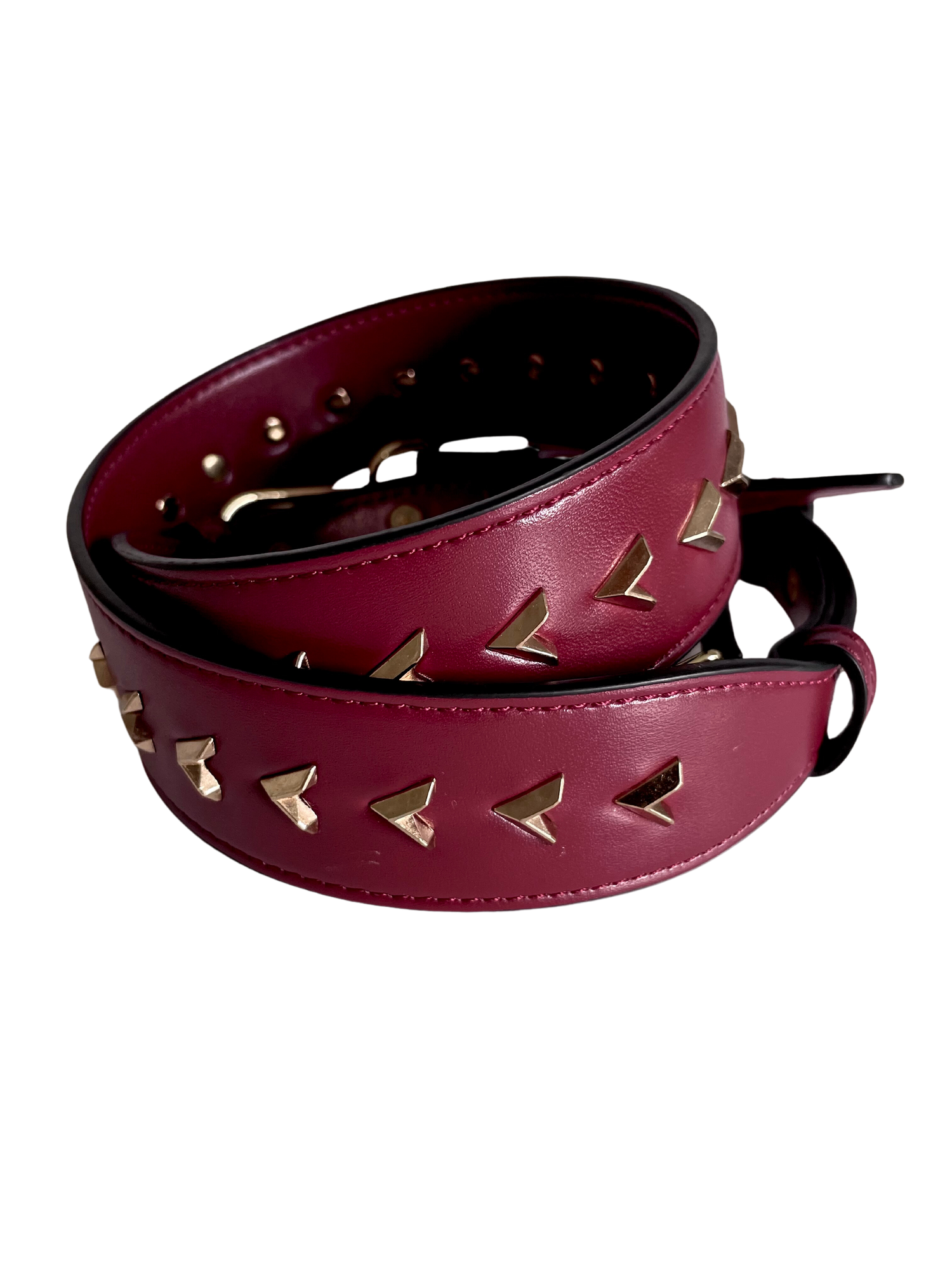 LAST ONE Studded bag Strap - Athena Wine Red Leather