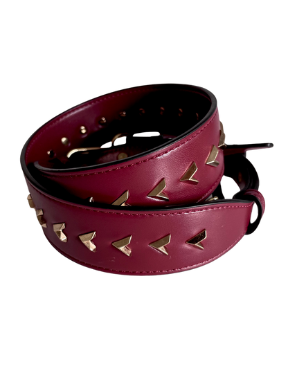 LAST ONE Studded bag Strap - Athena Wine Red Leather